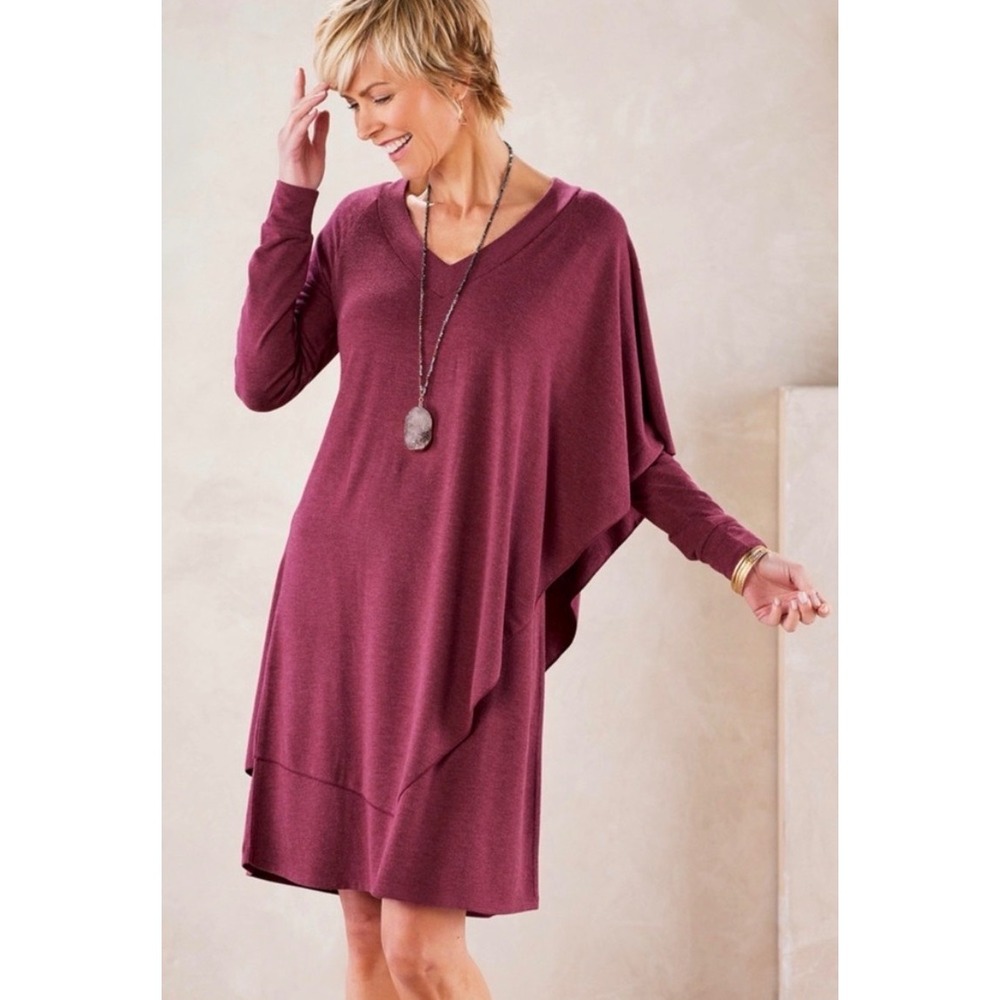 NWT Soft Surroundings Marla Dress in Ruby Heather Plus‎ Size 2X Casual Comfort
